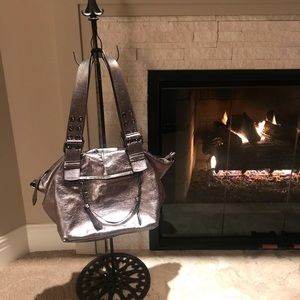 Francesco Biasia pewter leather handbag. $99